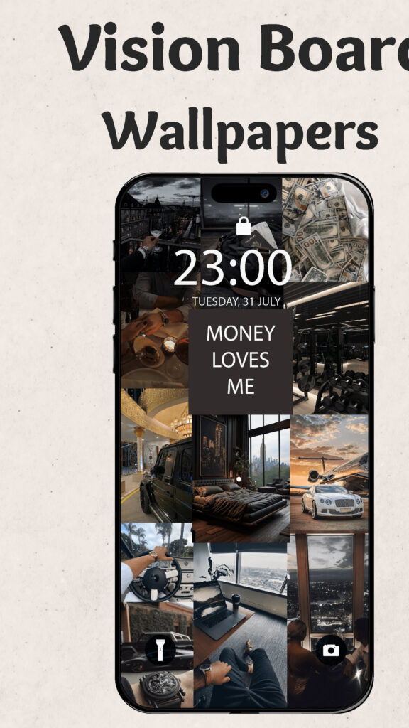 Luxury Lifestyle Manifestation Vision Board Aesthetic iPhone Wallpaper