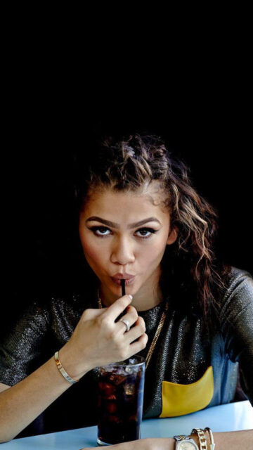 Zendaya Drinking from a Straw Mobile Wallpaper