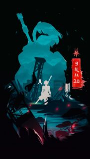 Nier Automata 2B Silhouette Landscape Mobile Wallpaper