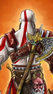 Kratos and Mimir Back View Gaming Mobile Wallpaper