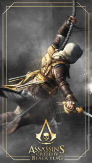 Edward Kenway Leaping with Sword Mobile Wallpaper