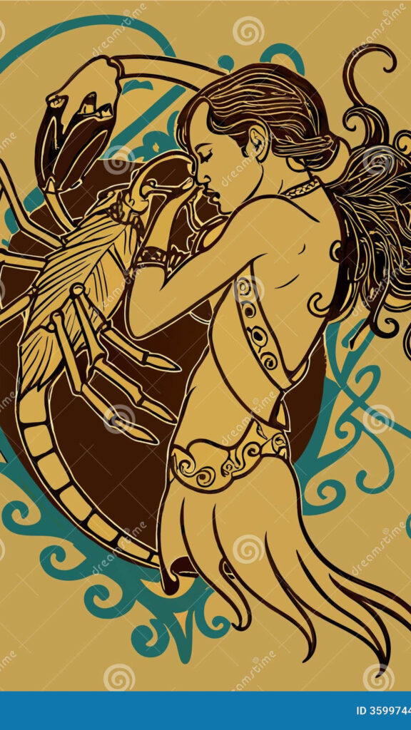 Mystical Scorpio Zodiac Sign Art for Dark Aesthetic Mobile Wallpaper