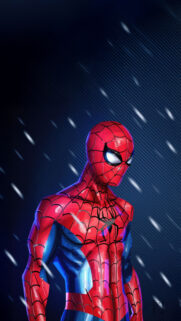 Spider-Man in the Rain Cinematic Mobile Wallpaper