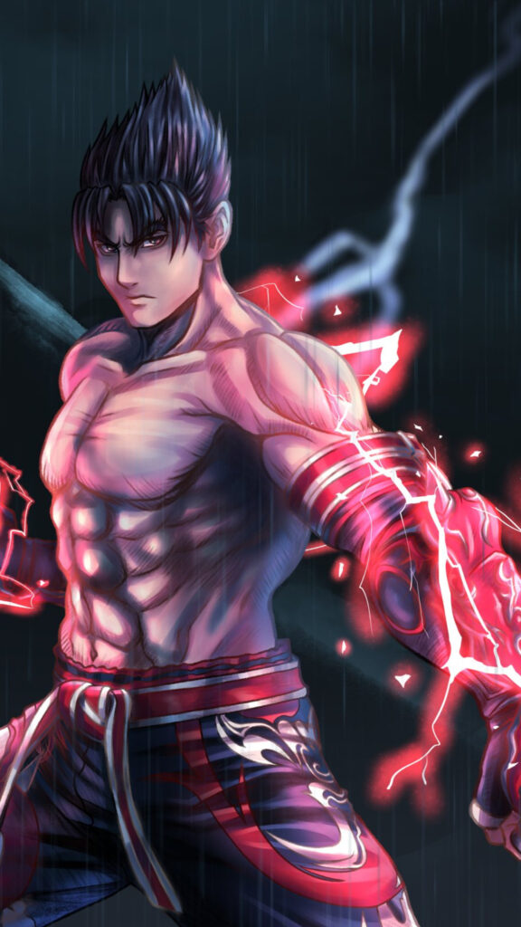 Jin Kazama Lightning Aura Mobile Wallpaper