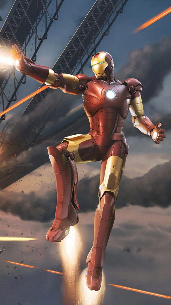 Iron Man in Battle Action Suit 4K Mobile Wallpaper