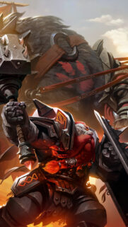 Dwarf Warrior and Giant Beast Fantasy Mobile Wallpaper