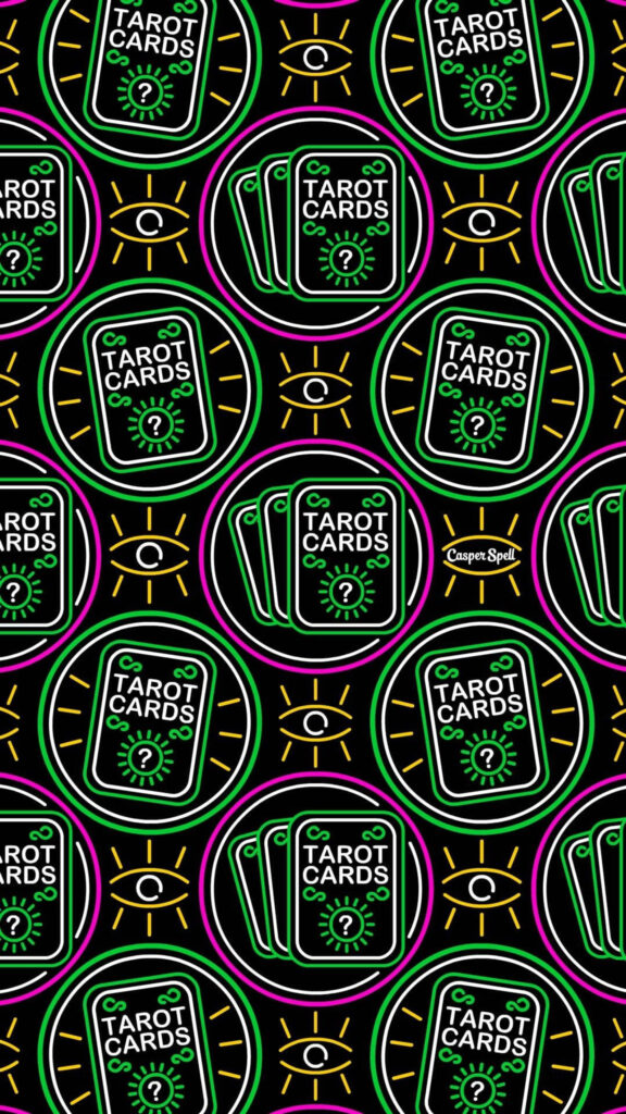 Neon Tarot Card Aesthetic Mystery and Intuition Spiritual Phone Wallpaper