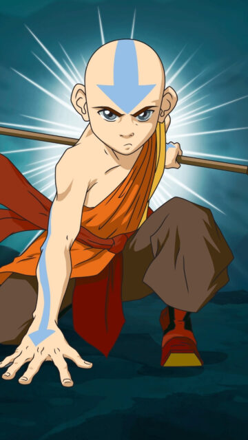 Aang Avatar The Last Airbender Action Pose Mobile Wallpaper
