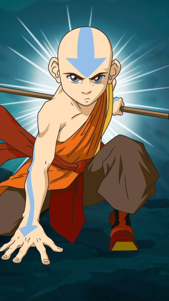 Aang Avatar The Last Airbender Action Pose Mobile Wallpaper