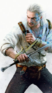 Geralt of Rivia Combat Stance Fantasy Mobile Wallpaper