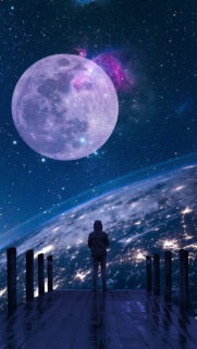Cosmic Full Moon Manifestation and Spiritual Connection Phone Wallpaper