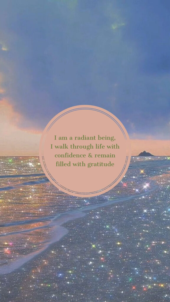 Radiant Gratitude and Confidence Manifestation Aesthetic Phone Wallpaper