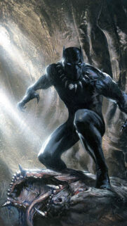 Black Panther Crouching Over Monster Digital Art Mobile Wallpaper