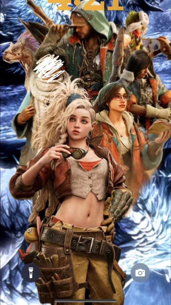 Monster Hunter Wilds Character Ensemble Mobile Wallpaper