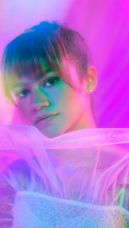 Zendaya in Neon Dreamy Aesthetic Portrait Mobile Wallpaper