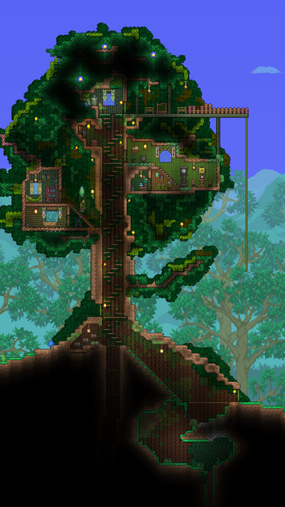 Terraria Treehouse Forest Adventure Mobile Wallpaper