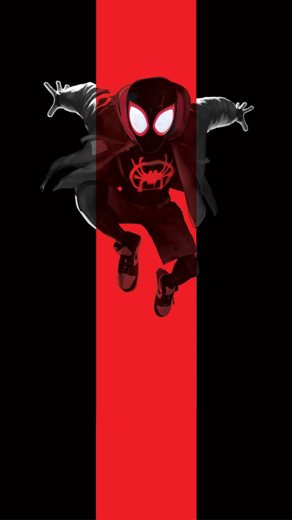 Miles Morales Spider-Man Leap Minimalist Vertical Mobile Wallpaper