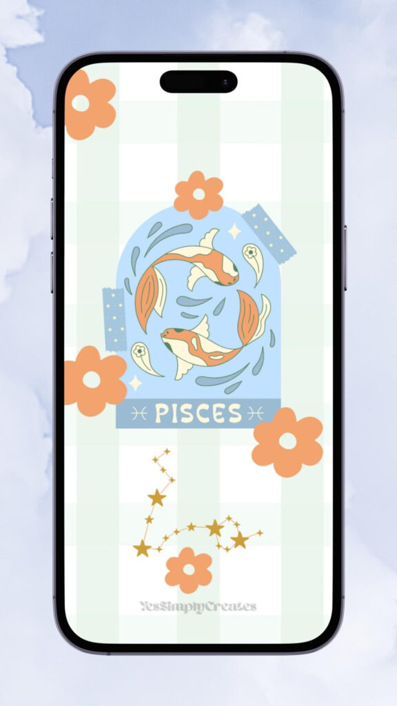 Dreamy Pisces Zodiac Sign Aesthetic Art Phone Wallpaper