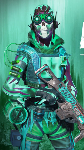 Neon Skull Soldier Gaming Mobile Wallpaper