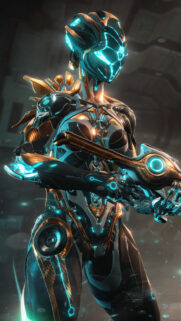 Cybernetic Warrior Neon Gold Mobile Wallpaper