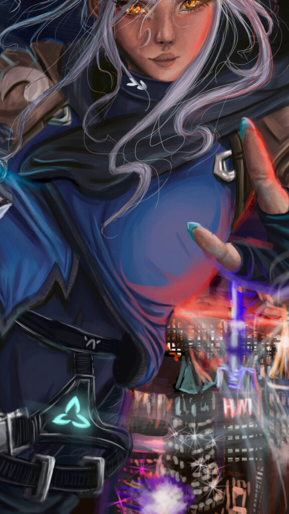 Cyberpunk Mage Fantasy Mobile Wallpaper