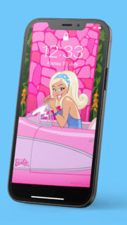 Retro Cartoon Barbie in Pink Car Mobile Wallpaper