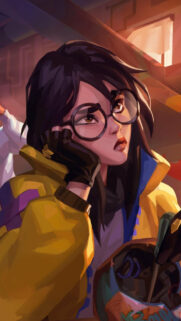 Anime Style Young Woman with Glasses Mobile Wallpaper