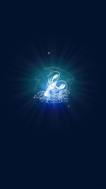 Mystical Cancer Zodiac Sign Blue Water Element Phone Wallpaper