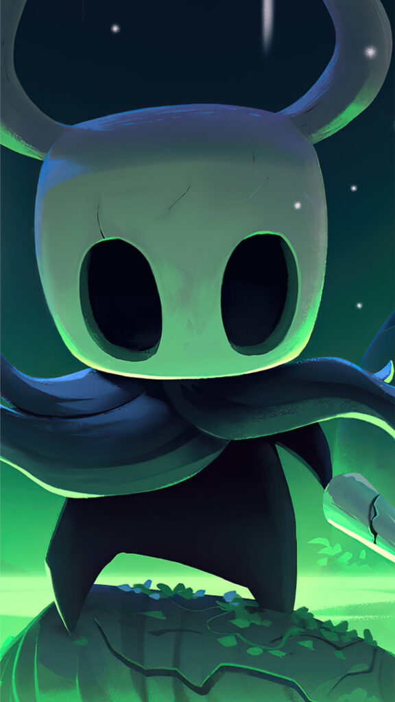 Hollow Knight Glowing Green Cloak Mobile Wallpaper