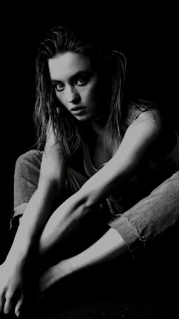 Moody Monochrome Portrait Women Aesthetic Phone Wallpaper