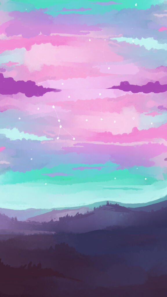 Cancer Zodiac Constellation Aesthetic Dreamy Pastel Sky Wallpaper
