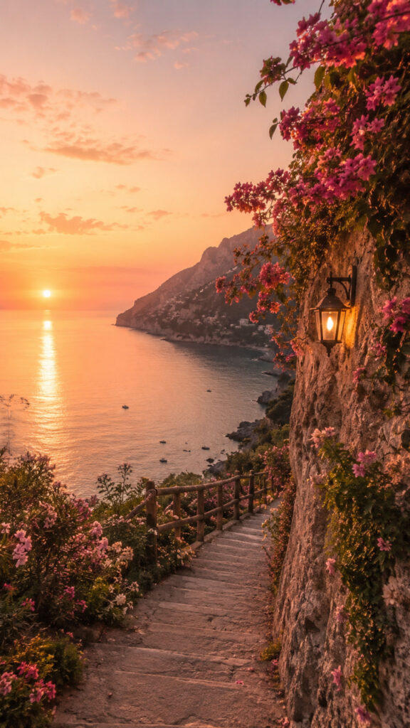 Stunning Mediterranean Coastal Sunset Mobile Wallpaper