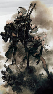 Nier Automata Characters 2B and A2 Portrait Mobile Wallpaper