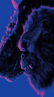 Godzilla vs Kong Neon Style Cinematic 4K Mobile Wallpaper