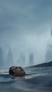 Surreal Drowning Cityscape Silhouette Mobile Wallpaper