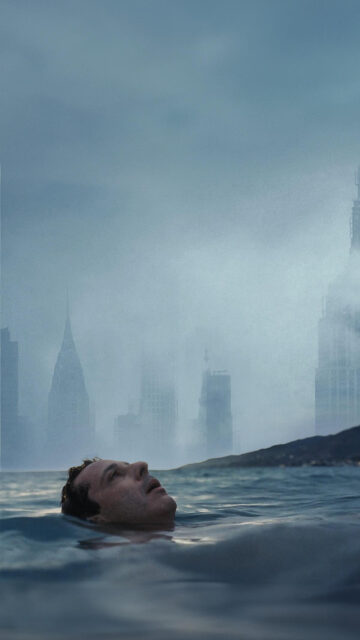 Surreal Drowning Cityscape Silhouette Mobile Wallpaper