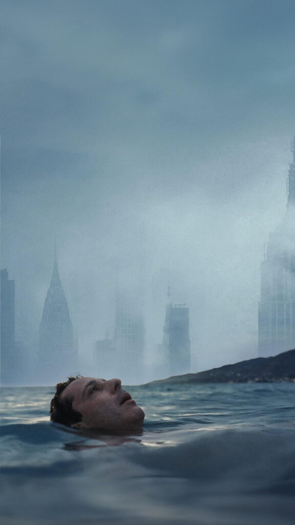 Surreal Drowning Cityscape Silhouette Mobile Wallpaper