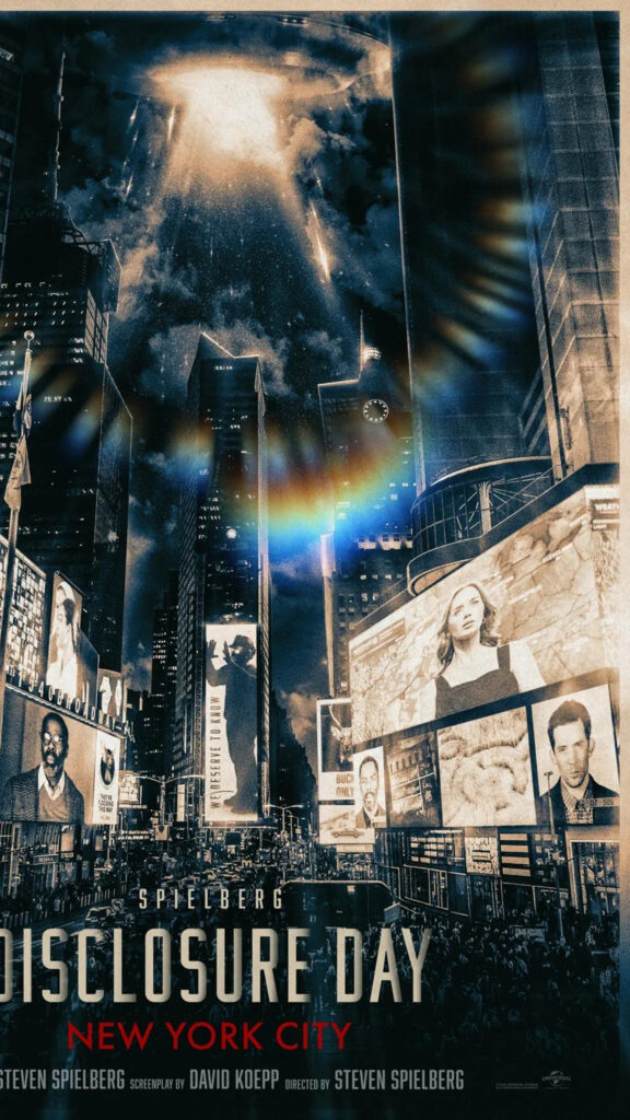 UFO Invasion Over New York City Cinematic Mobile Wallpaper