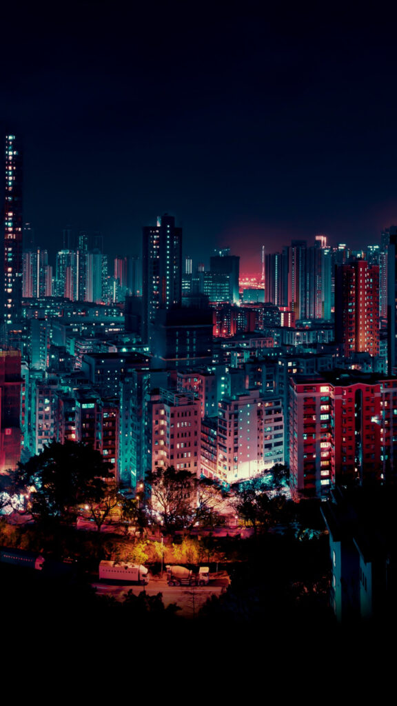 Hong Kong Cityscape at Night Mobile Wallpaper