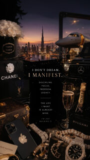 Luxury Manifestation Vision Board Aesthetic for Wealth and Success Wallpaper