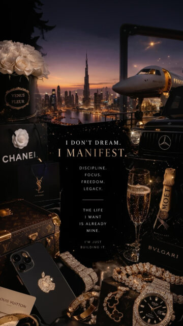 Luxury Manifestation Vision Board Aesthetic for Wealth and Success Wallpaper