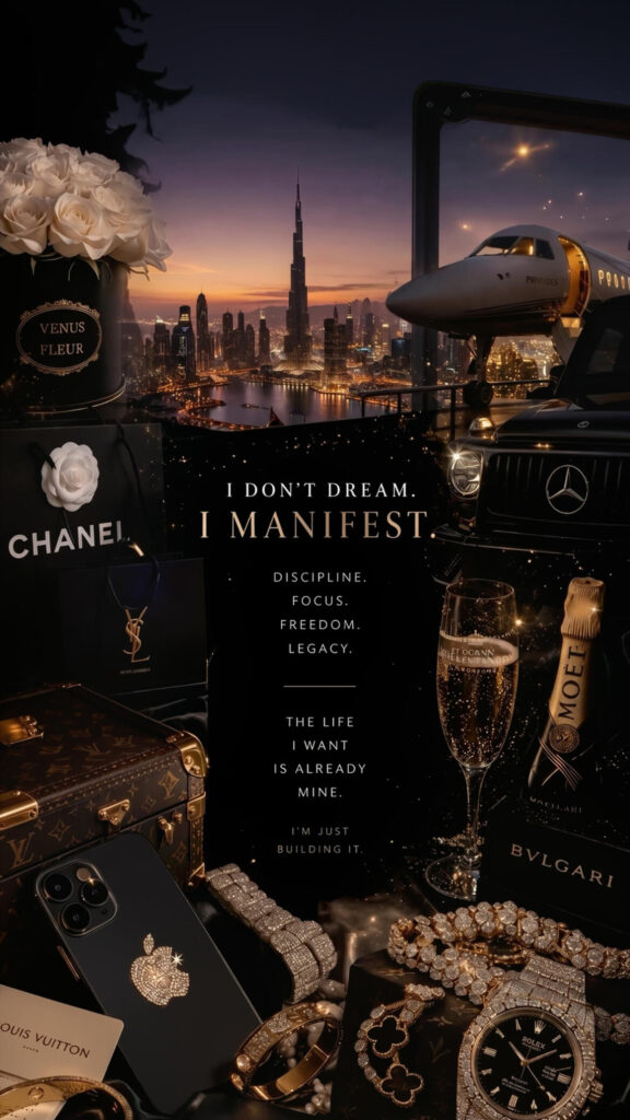 Luxury Manifestation Vision Board Aesthetic for Wealth and Success Wallpaper