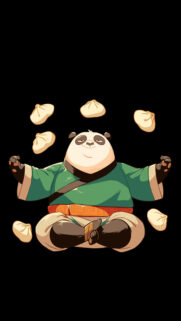 Zen Panda Meditating with Floating Dumplings Mobile Wallpaper