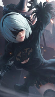2B Combat Stance Nier Automata Mobile Wallpaper
