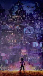 Lone Wanderer in a Cyberpunk City Mobile Wallpaper