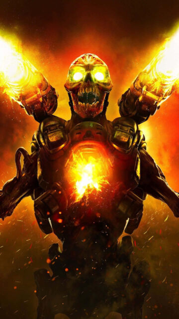 Fiery Revenant Demon From DOOM Eternal Mobile Wallpaper
