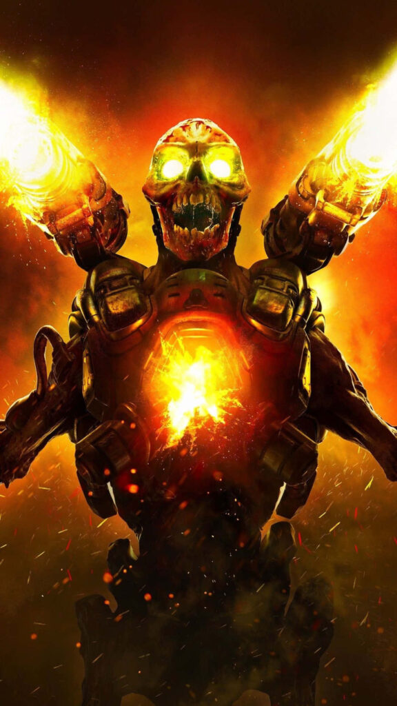 Fiery Revenant Demon From DOOM Eternal Mobile Wallpaper