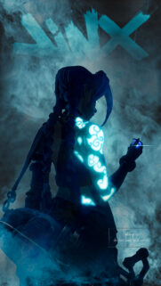 Jinx Arcane Neon Blue Silhouette Mobile Wallpaper