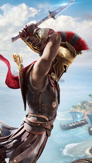 Spartan Warrior Spear Strike Mobile Wallpaper