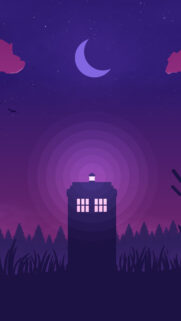 Minimalist TARDIS Night Landscape Mobile Wallpaper